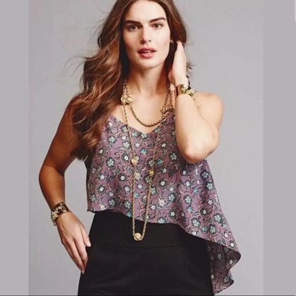 Cabi 3453 Scrollwork Cami Purple & Blue Floral Print Layering Tank Top Blouse - Picture 1 of 12